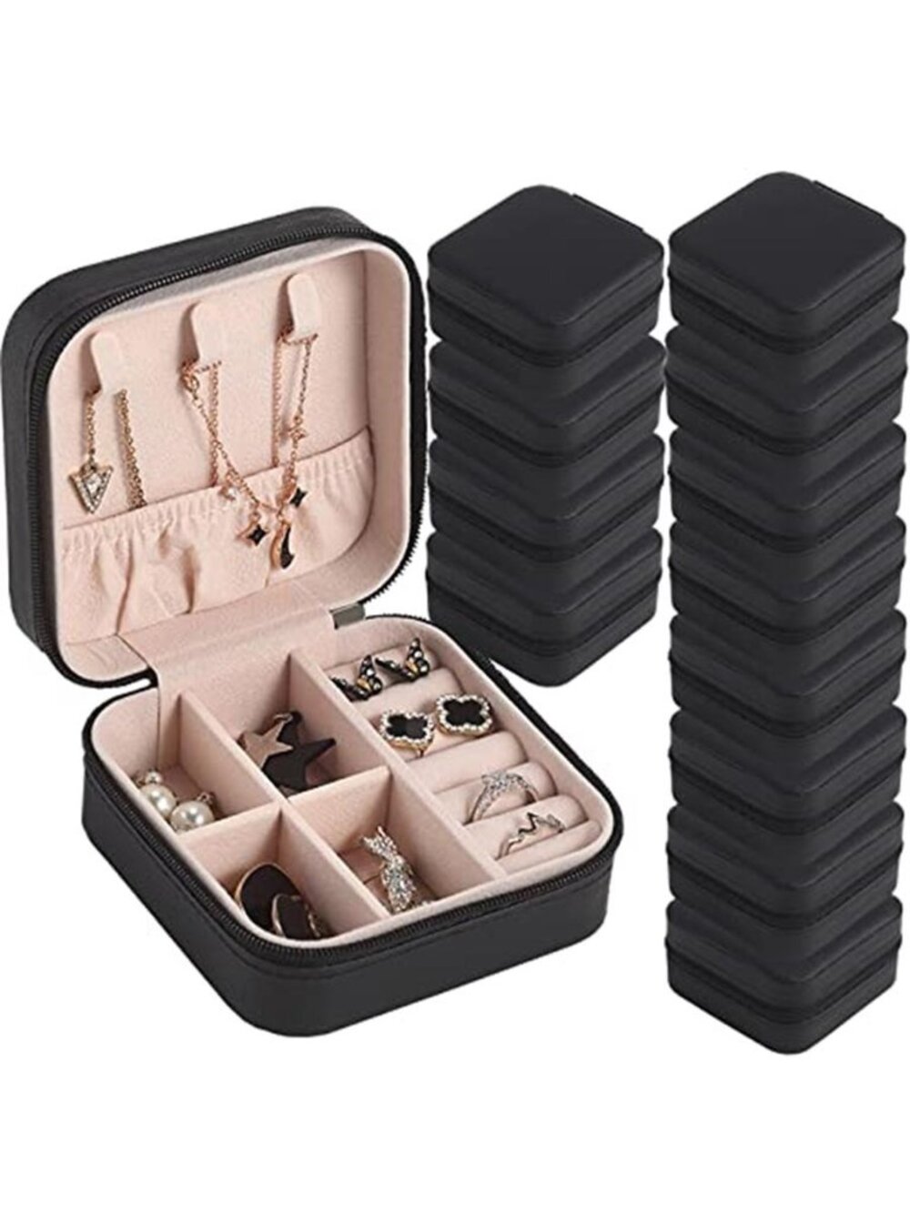 12 Pack Travel Jewelry Box Organizer Mini Ring Earring Necklace Storage Case